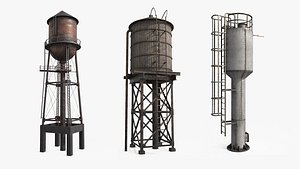 3D model Vintage Water Tower Collection