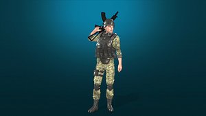 soldier military animation file 3D model
