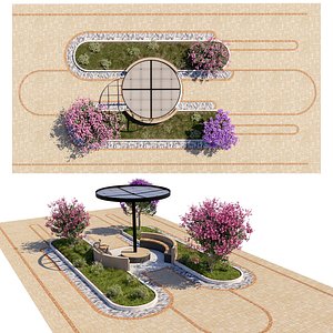 Outdoor Pavilion and Garden Scene model