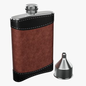 Flask liquor stainless steel leather wrap 01