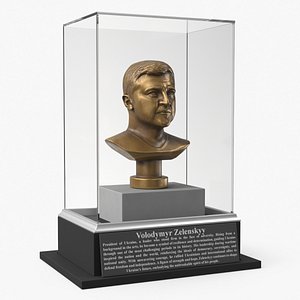 Bronze Bust of Zelensky in Museum Exhibit
