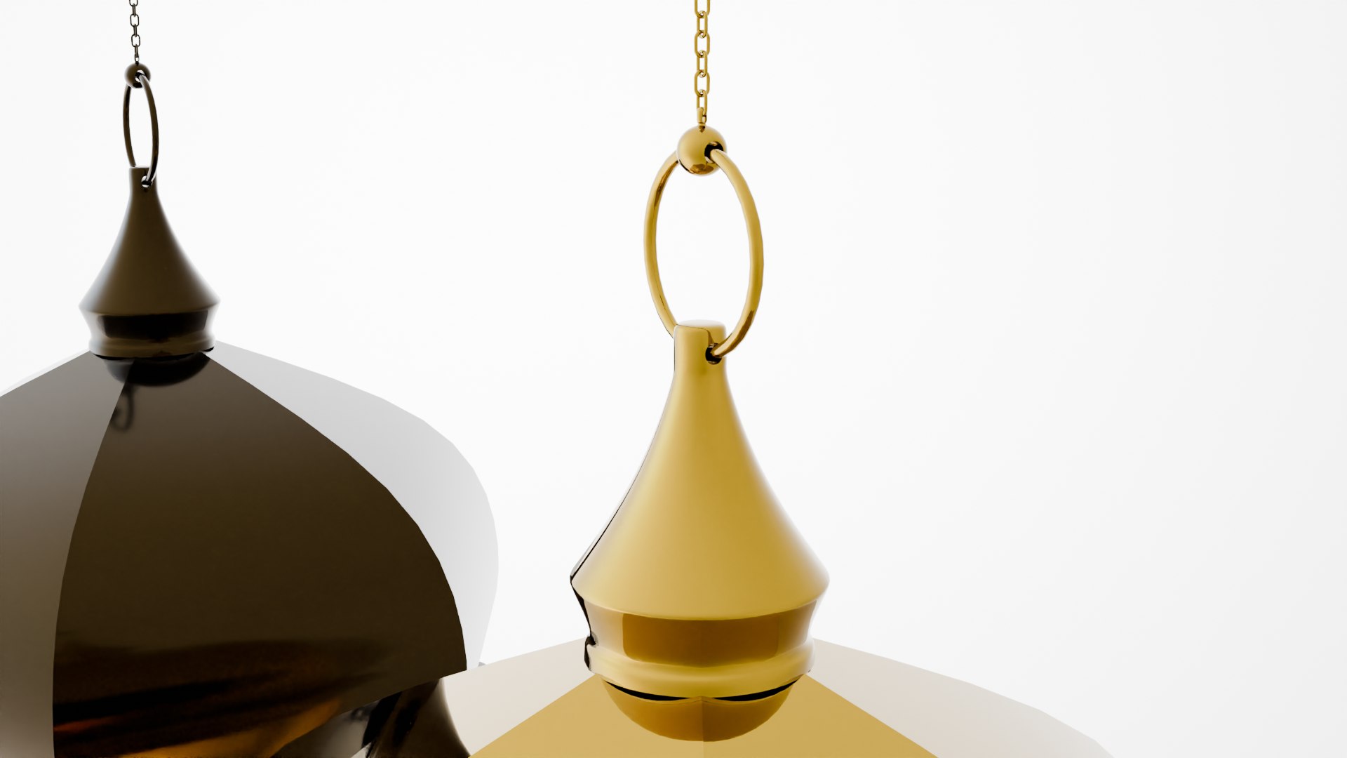 3D Elegant Ramadan Eid Lantern Set Black And Gold Low-poly 3D Model ...