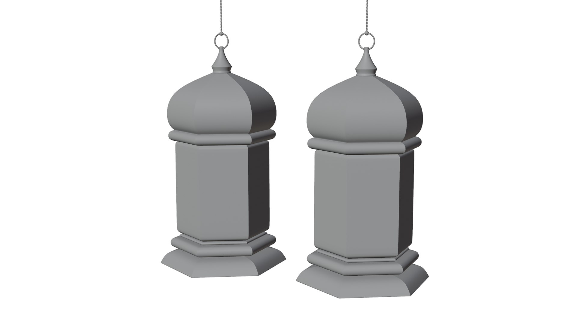 3D Elegant Ramadan Eid Lantern Set Black And Gold Low-poly 3D Model ...