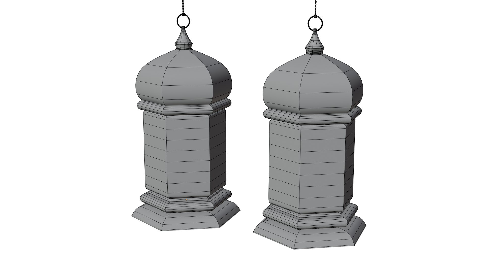3D Elegant Ramadan Eid Lantern Set Black And Gold Low-poly 3D Model ...