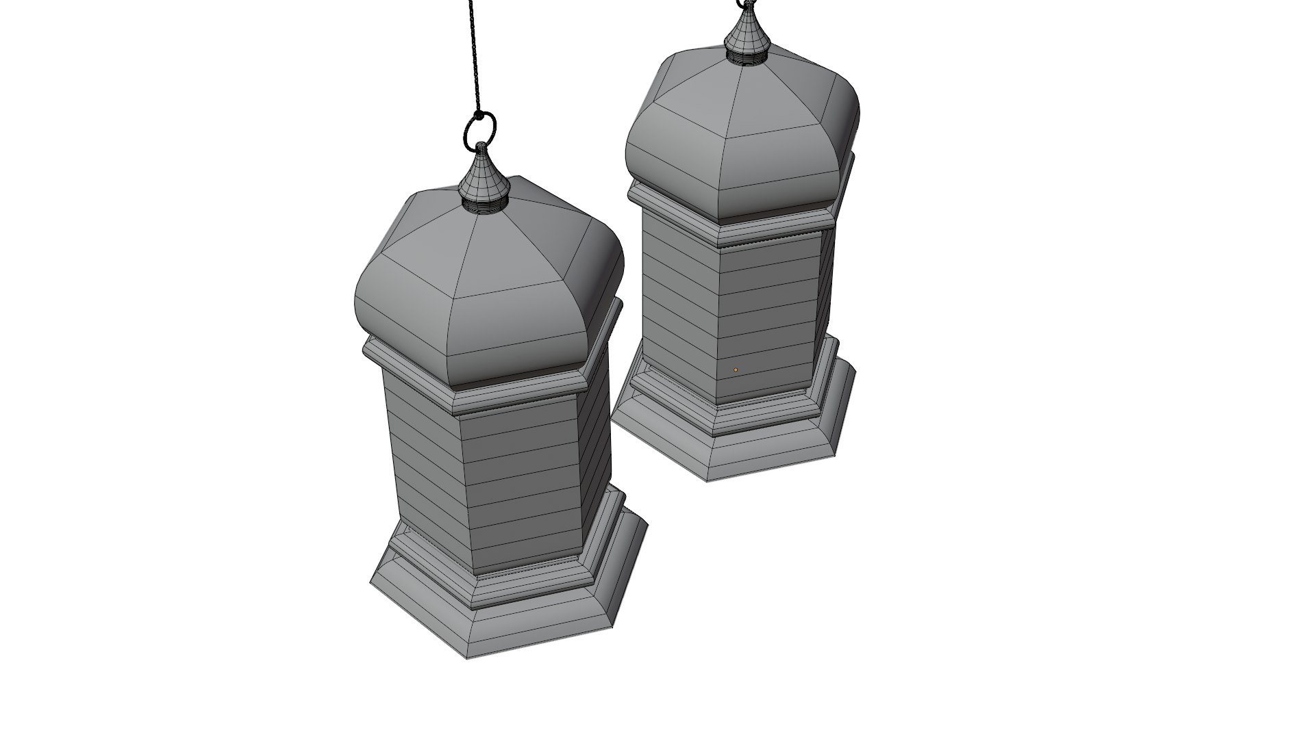 3D Elegant Ramadan Eid Lantern Set Black And Gold Low-poly 3D Model ...