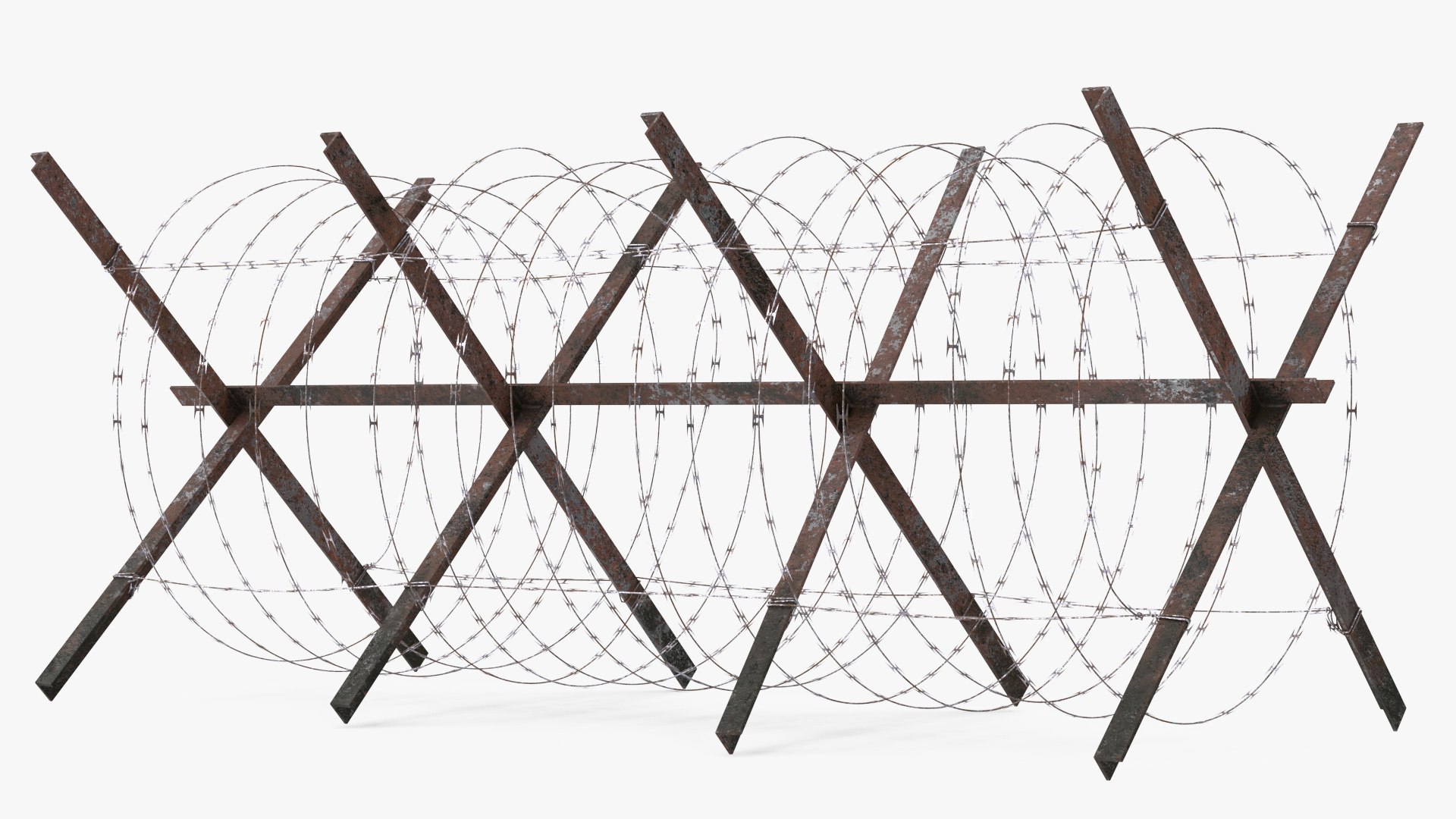 Concertina Razor Wire Coil Barrier Old 3D model preview