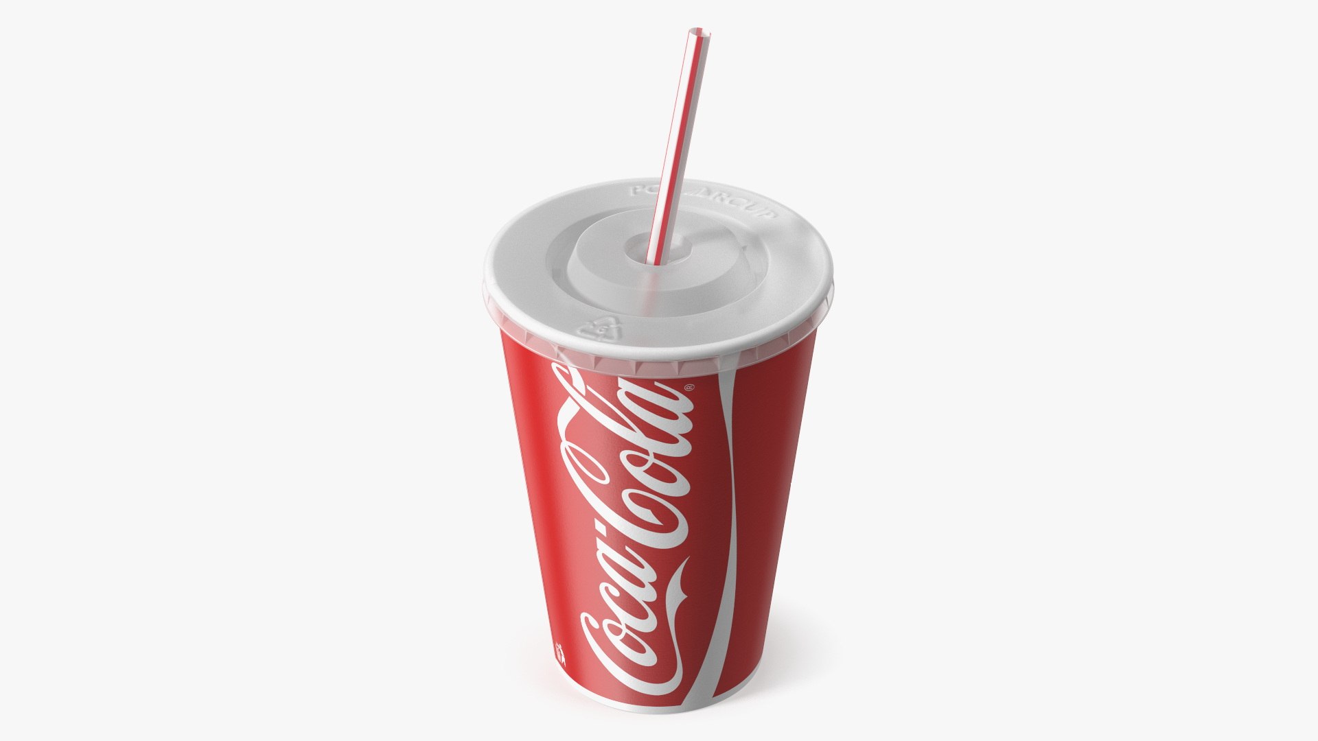 Coca-Cola Branded Paper Cup with Straw 3D model preview