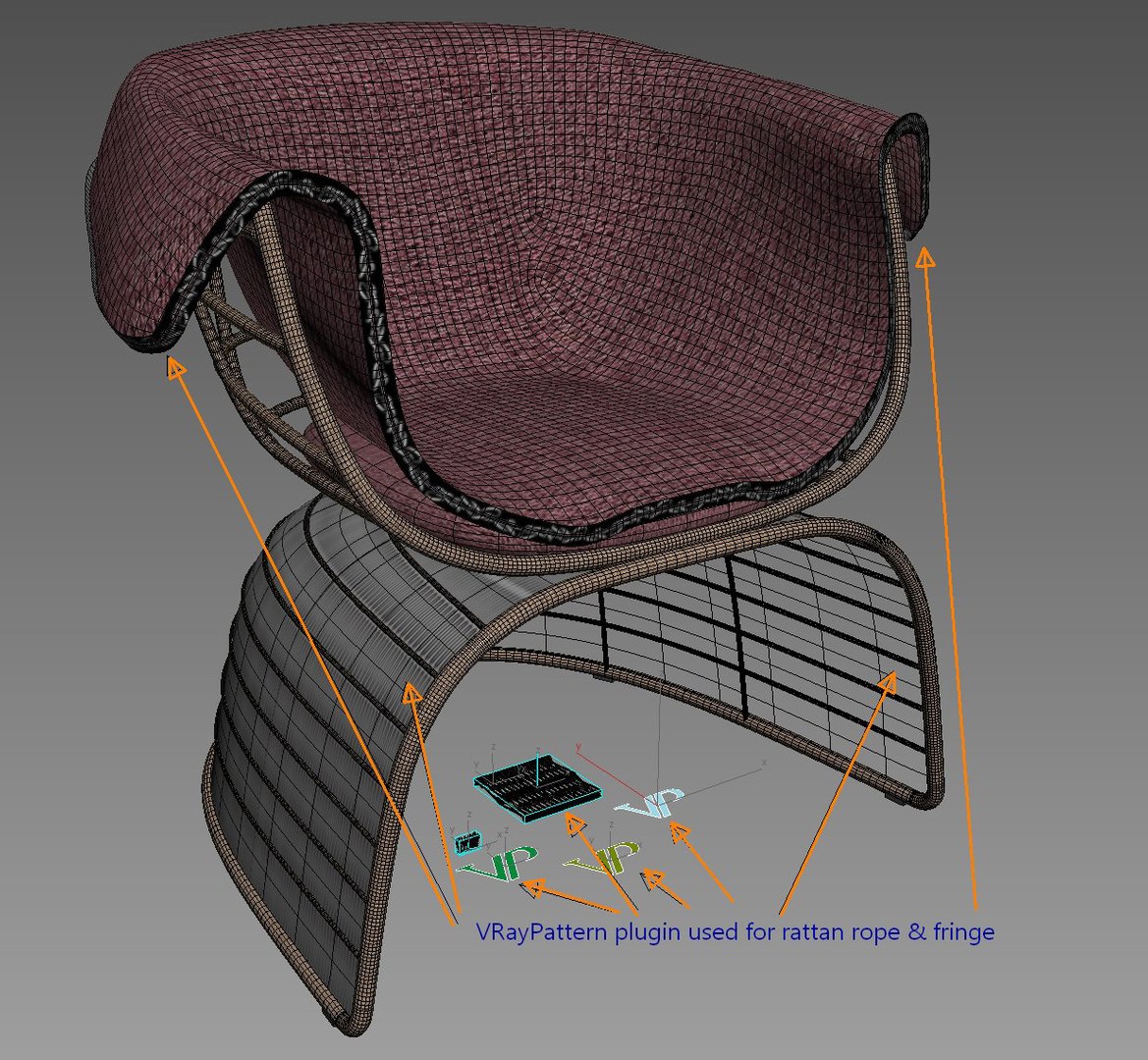 3D Crinoline Chair Armrests Polyethylene Model - TurboSquid 1390035