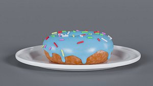 Blue Donut in plate 3D Model True Renders UV 4K PBR Textures 3D model