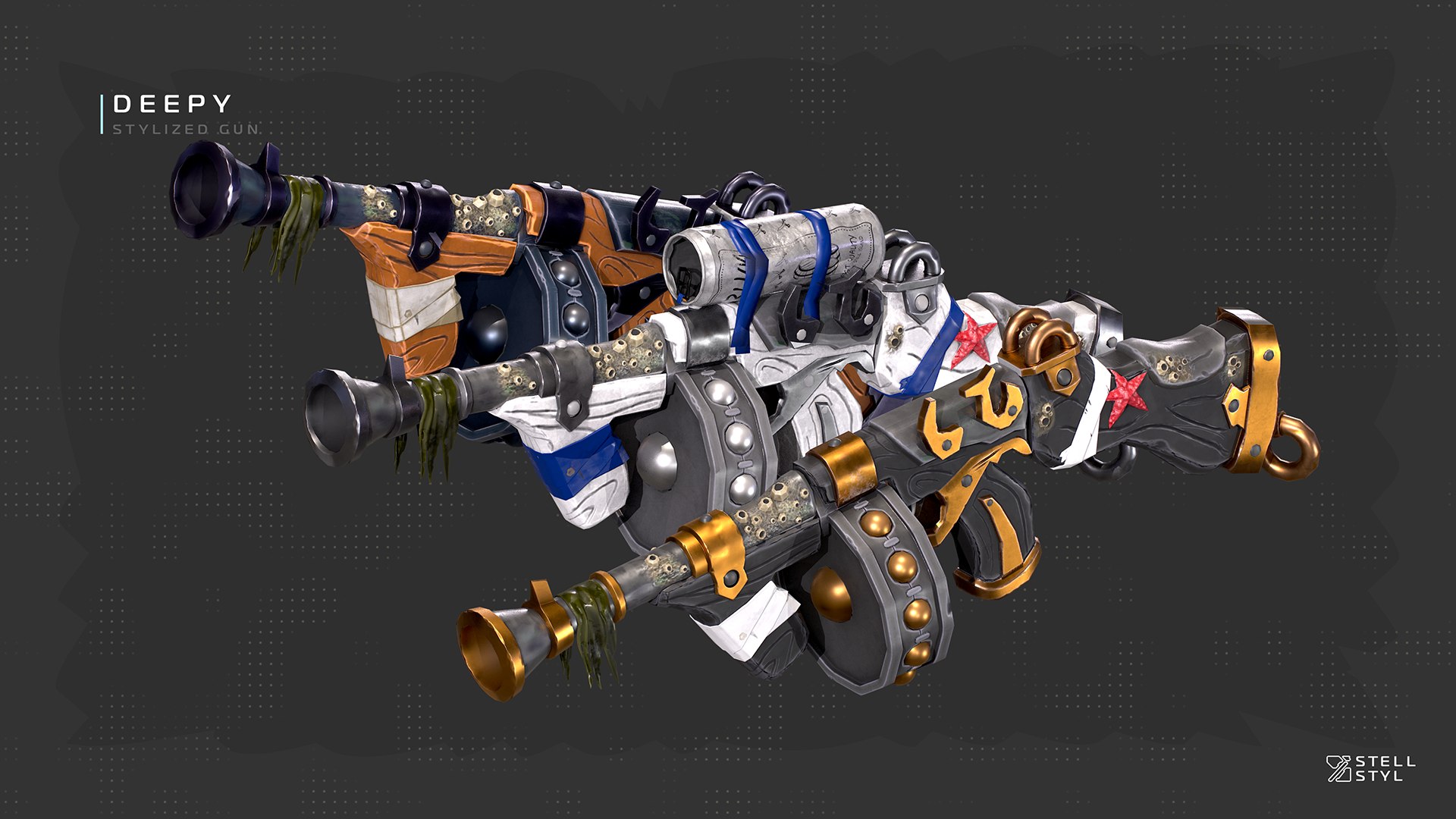 3D DEEPY w IMPROVISED SCOPE STELL STYL STYLIZED GUN model https://p.turbosquid.com/ts-thumb/FT/kQogDS/fj/frontadeepytreeleech3/png/1669635484/1920x1080/fit_q87/41c9b29d49027371b00871c2ae753eb1b55c8745/frontadeepytreeleech3.jpg
