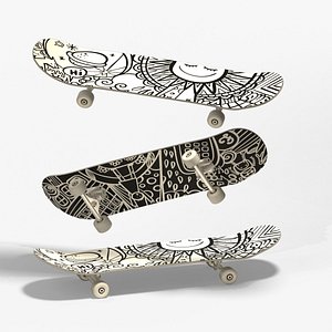 Realistic Hi-poly Skateboard 3D Model 3D model