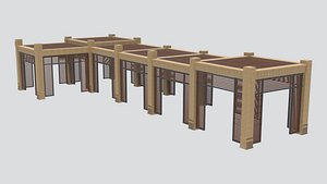 European Style Garden Pergola 3D Model 3D