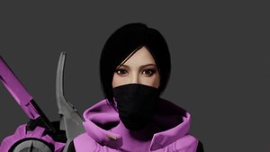 3D Warrior Girl - Game Ready Low-poly model