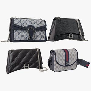 3D A collection of women branded bags model