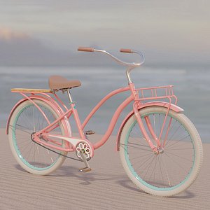 3D Womens Beach Cruiser Bicycle LowPoly model