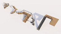 Modern Wood and Metal Staircase Architectural Pack