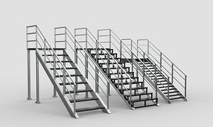 3D Premium Steel Stairs 3D model model