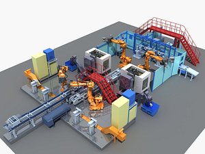 3D Industrial Equipment 27 - Automated Production Line for Lower Body of Crankcase model