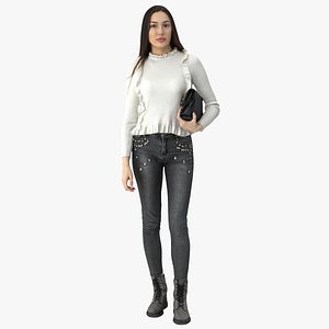 3D Elizabeth Casual Winter Idle Pose 17 model