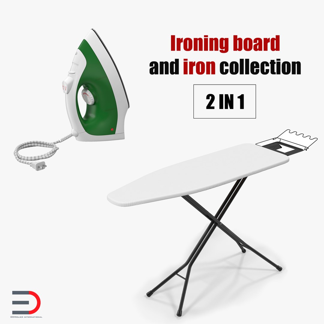 Ironing Board and Iron Collection 3D model preview