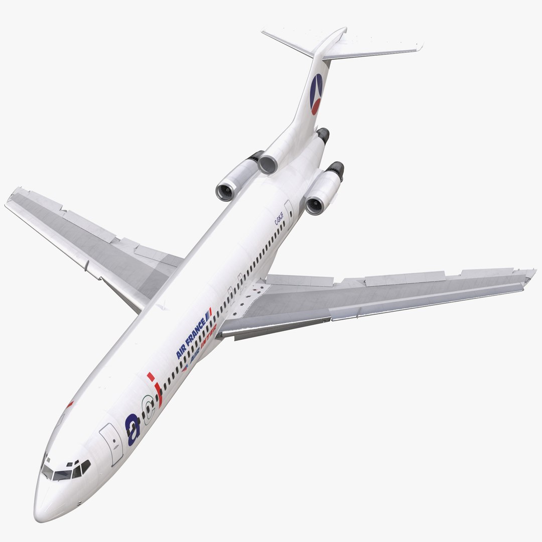 Boeing 727-200 Air France Rigged 3D model preview