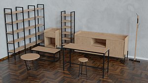 Bedroom furniture set 3D model