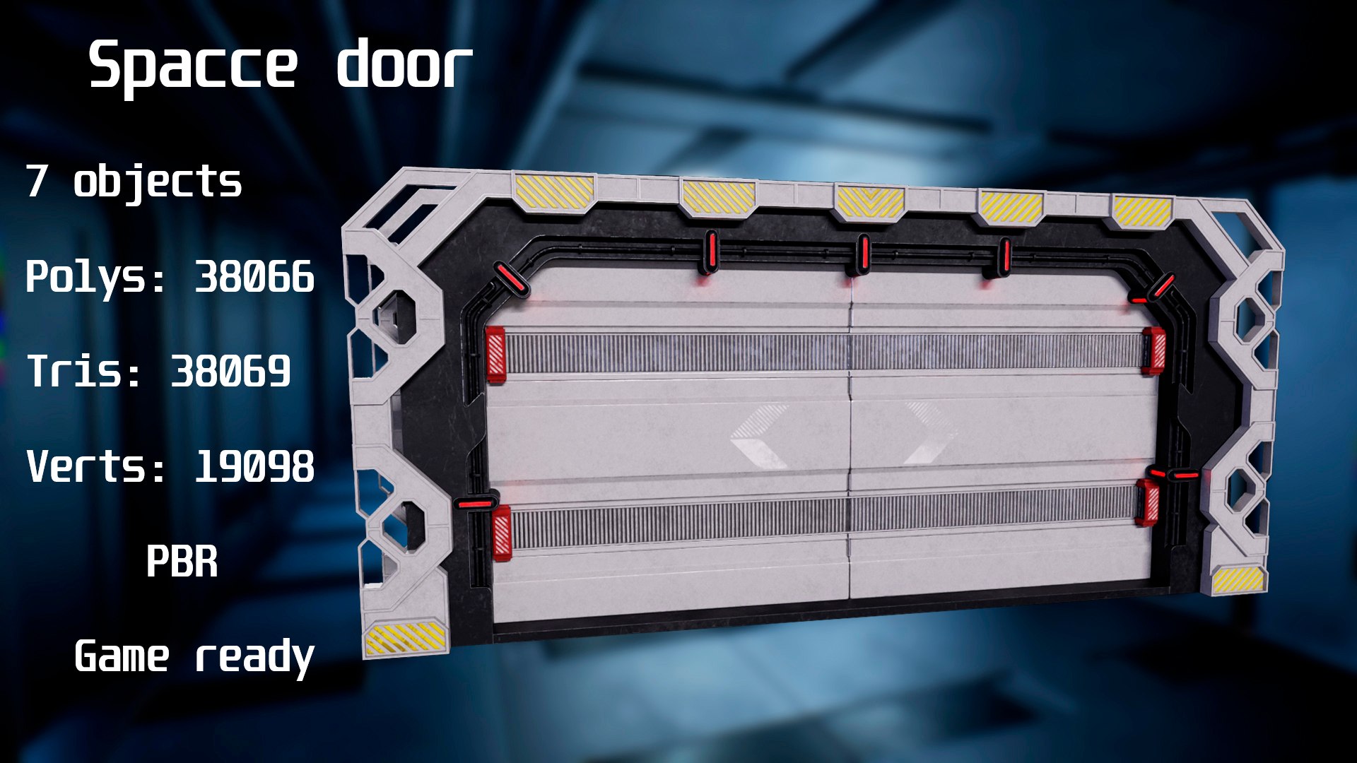 3D Scifi Space Door 3D Model PBR VR AR Low-poly 3d Model VR AR Low-poly ...