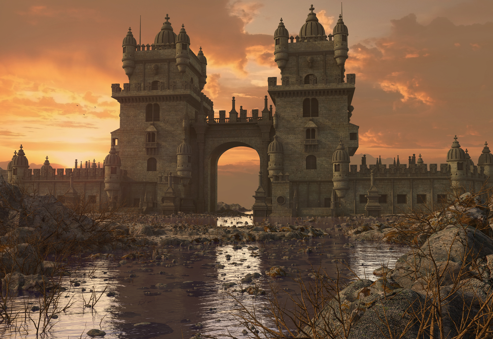 Fantasy Entrance Castle Towers Modelo 3D - TurboSquid 1766008