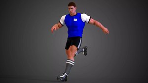 3D Caucasian Football Soccer Player Male
