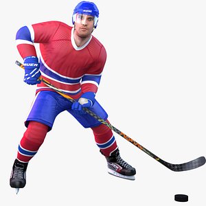rigged pbr hockey player 3D model