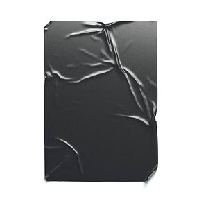 3D Black Wheatpaste Poster - paper crumpled glued placard model