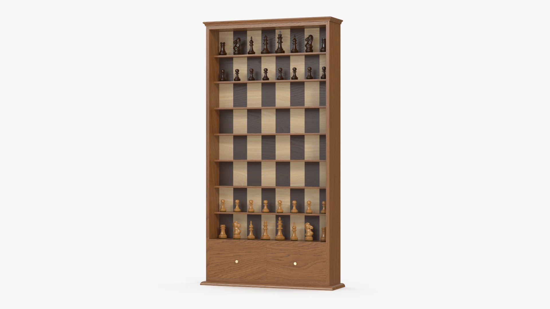 Vertical Wooden Chess Board 3D model preview