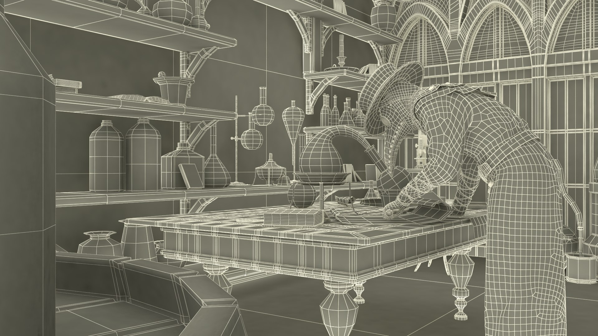 3D Alchemist In Laboratory - TurboSquid 2276457