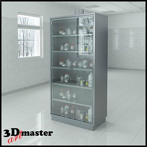 preparation cabinet hinged doors 3d max