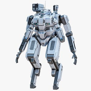 Sci-Fi Combat Mech Exoskeleton Suit - Winter Snow PBR