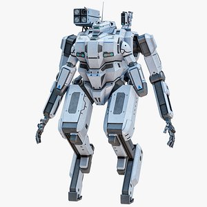 Sci-Fi Combat Mech Exoskeleton Suit - Winter Snow PBR