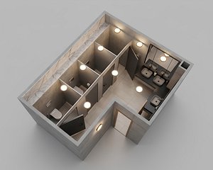 PUBLIC RESTROOM SIMPLE PLUS PMR SEAT 3D model 3D model