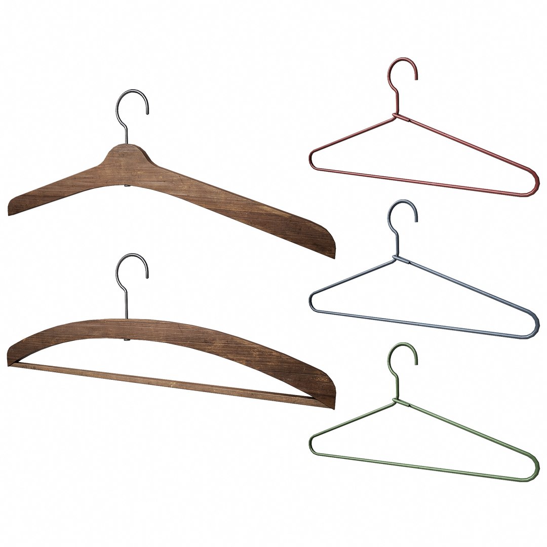 Free Set Of 5 Cloth Hangers Model TurboSquid 2080162