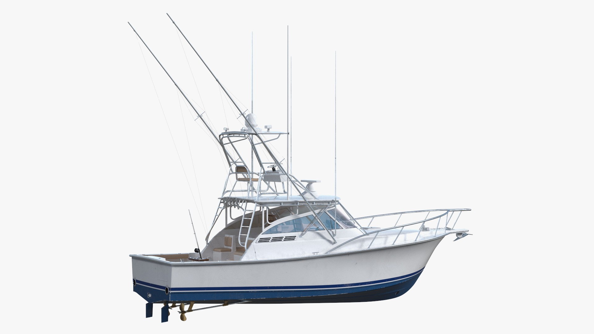 Sports Fishing Boat Henriques 35 Blue Used 3D model preview