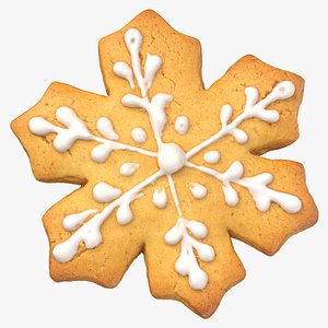 3D Gingerbread Snowflake Cookie 01
