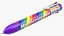 3D model rainbow multicolor retractable ballpoint