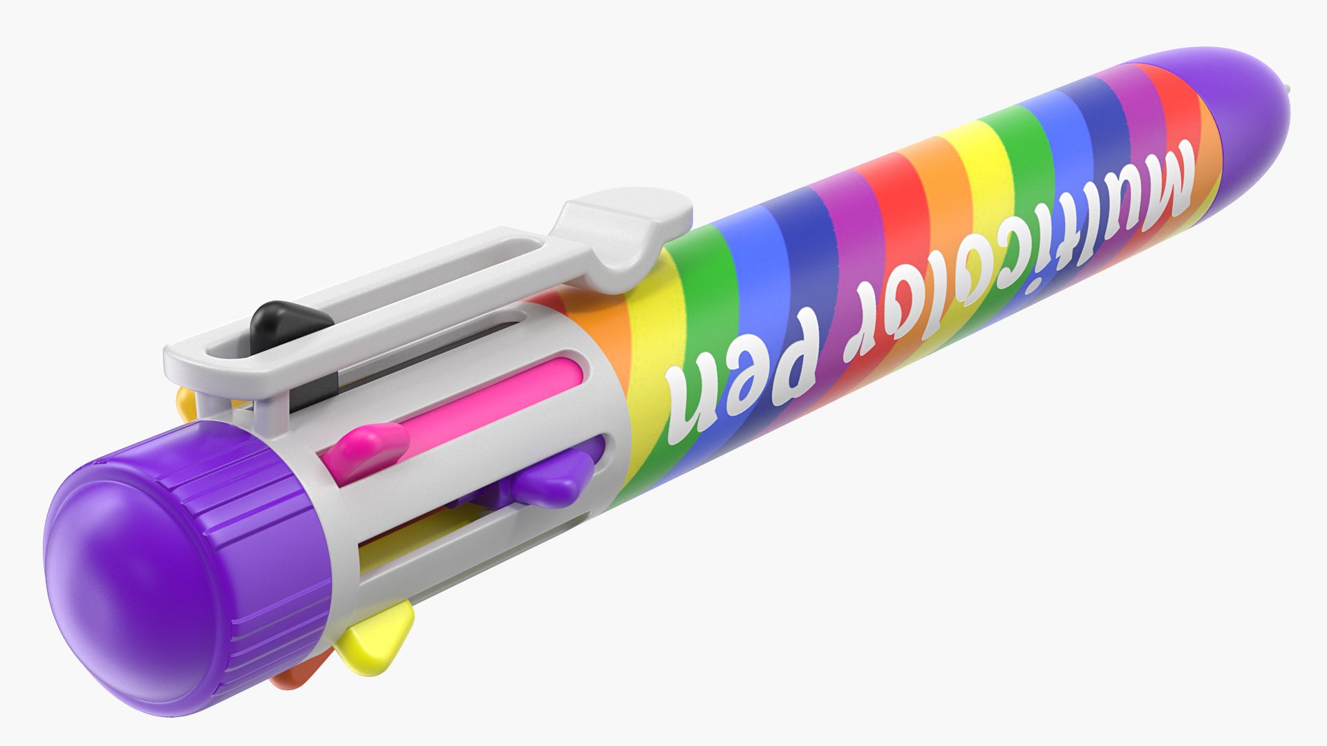 Rainbow Multicolor Retractable Ballpoint Pen 3D model preview