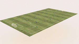 3D Football Soccer Complete Pitch  Players