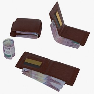 3D Cayman Islands British 50 Dollar Wallet Money Purse model