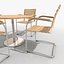 Freischwinger-Möbelset Edelstahl & Teak 01