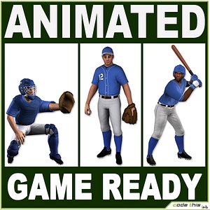 3 Low Poly Baseball Players