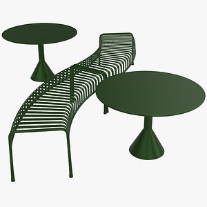 3D Hay Palissade Striped Outdoor Furniture Set Green model
