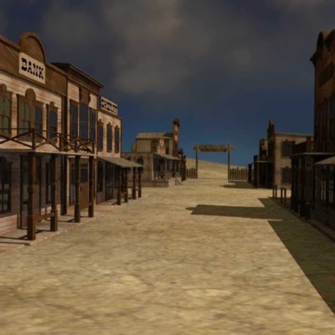 3d Western Town Houses Model