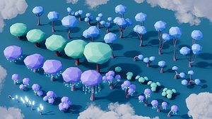 3D Low Poly Fantasy Trees Repack