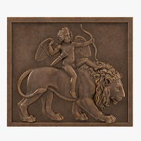 Bronze Relief Cupid on Lion